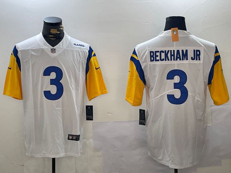 Men Los Angeles Rams #3 Beckham jr White 2024 Nike Vapor Limited NFL Jersey style 3->los angeles rams->NFL Jersey